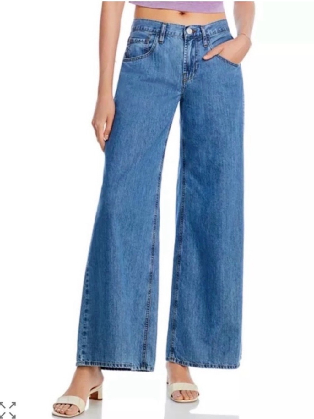 Frame Le Mid Wide Leg Jeans In Happy Indigo Size 26